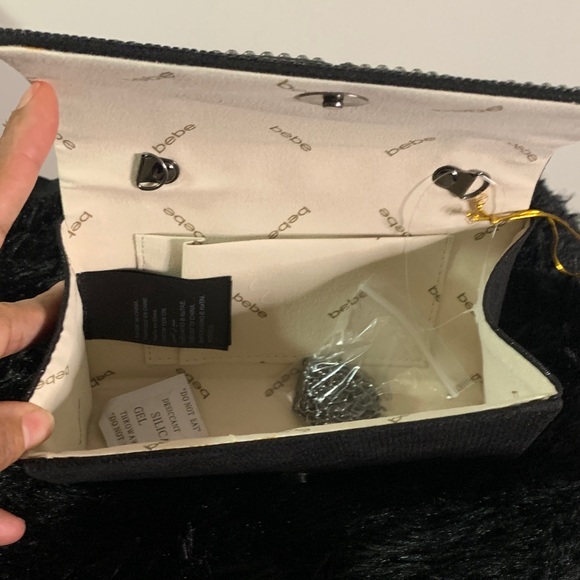Bebe Black Clutch with Rhinestone Logo - Picture 4 of 9